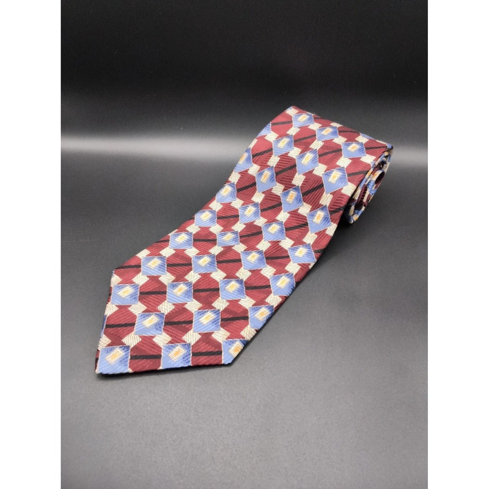 Robert Talbott Studio Tie New With Tag Burgundy Blue Geometric Diamonds